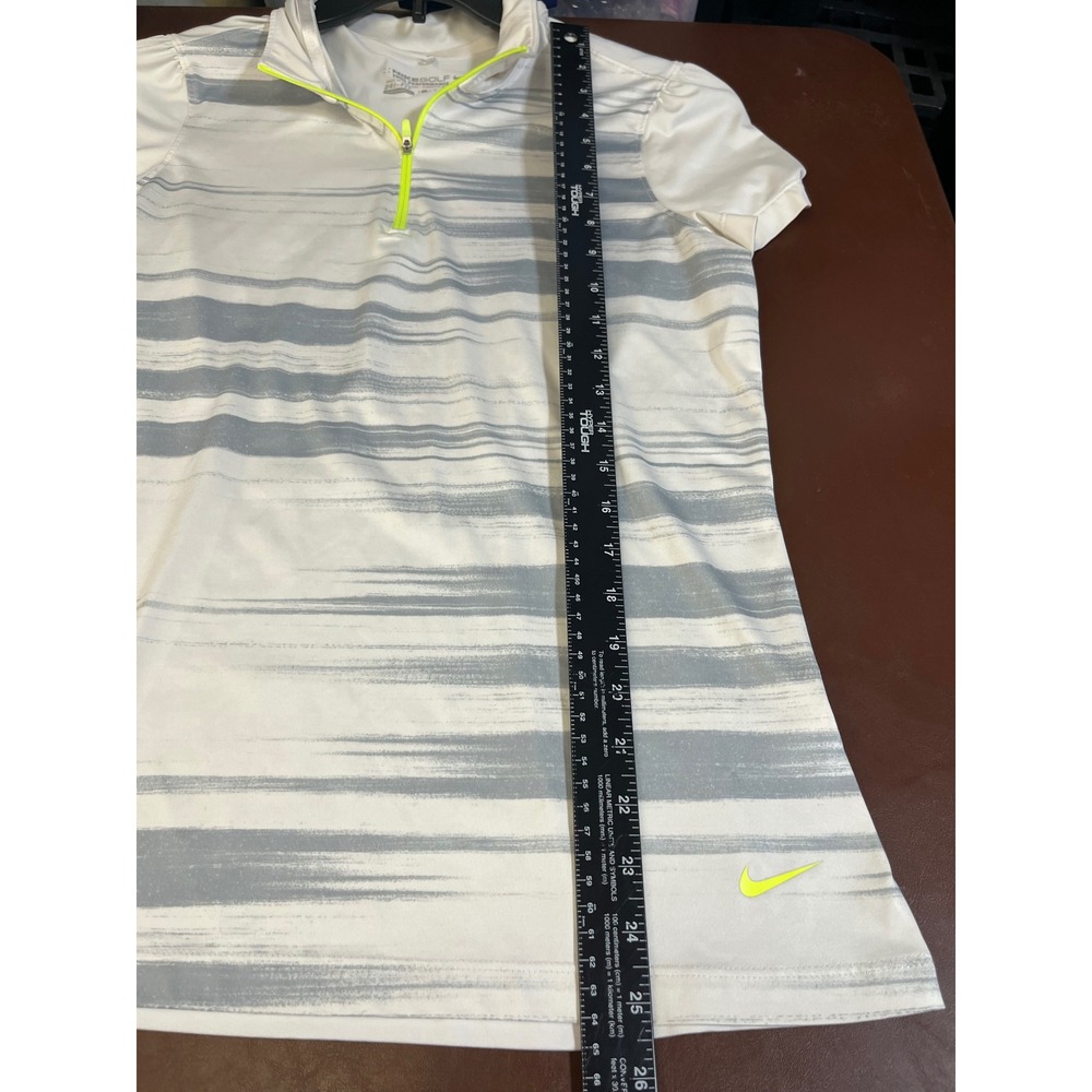 Nike Golf Tour Performance Womens M White Grey Neon Striped Dri-FIT Quarter Zip - Picture 8 of 10